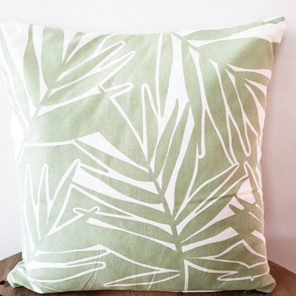 Printed Palm Leaves Scatter Pillow - Green